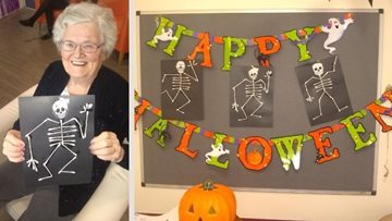 Edinburgh care home Residents create cotton bud skeleton Halloween